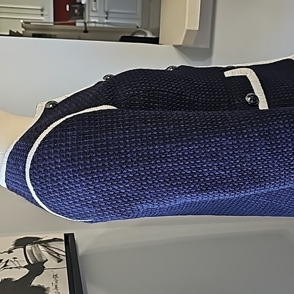 HELENE London career blue/black tweed, jacket with white trim. Size small. - Picture 6 of 11